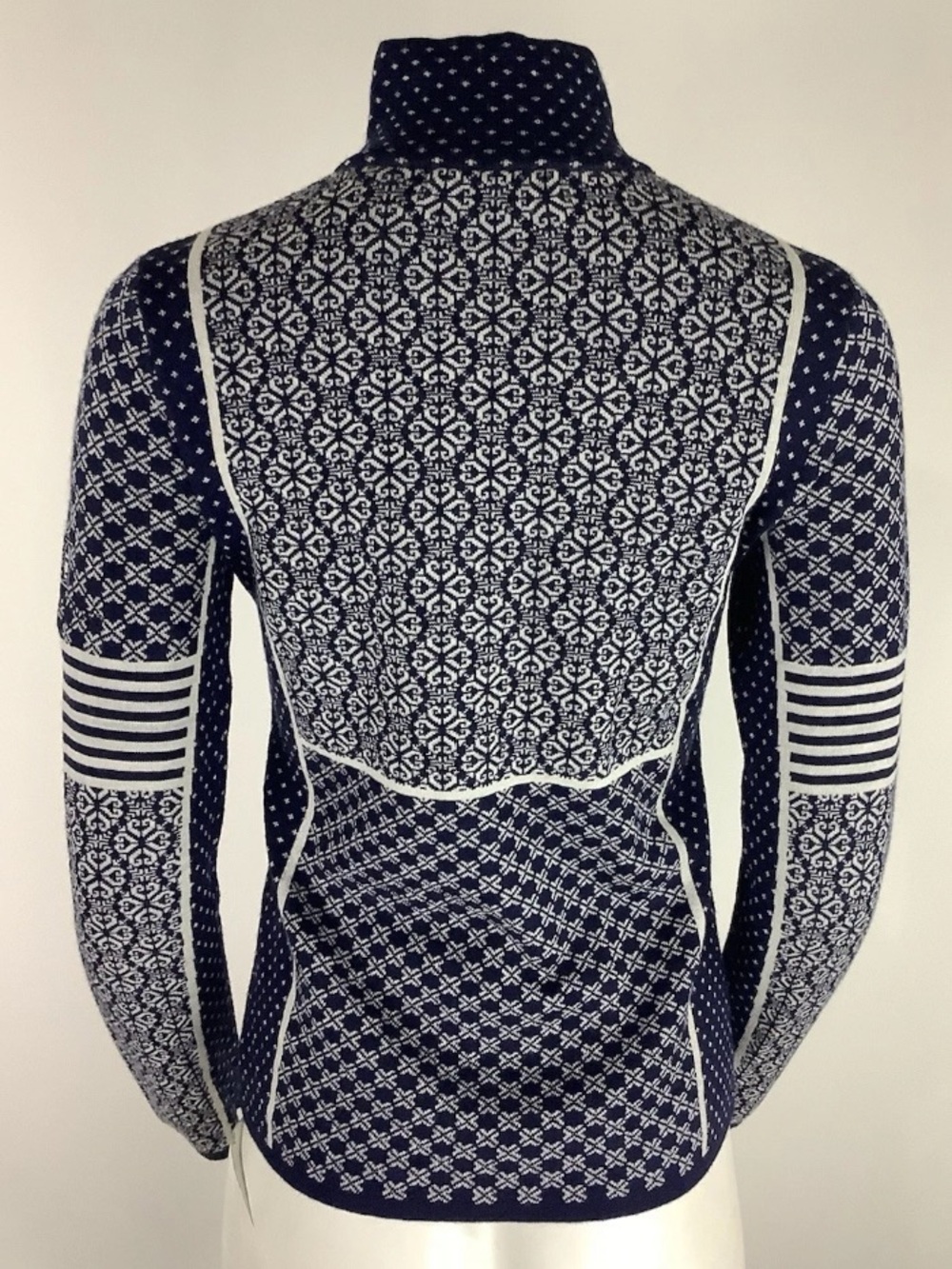 Krimson Klover Women's Sz S 100% Merino Wool Quarter Zip Alpine Sweater Blue - Picture 5 of 8